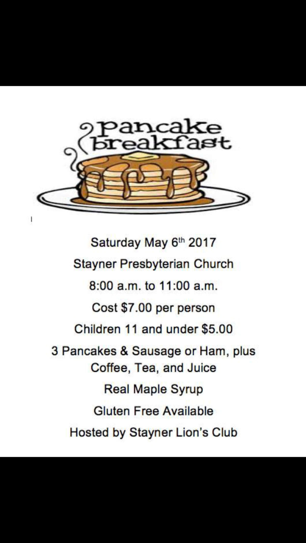 Pancake breakfast may 6th